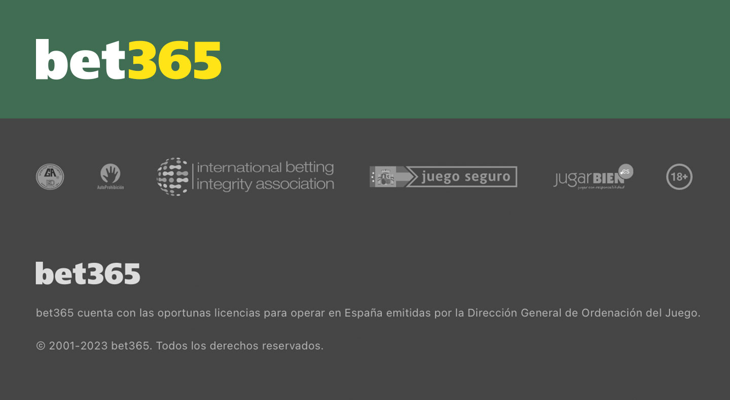 Captura del pie de la página de bet365