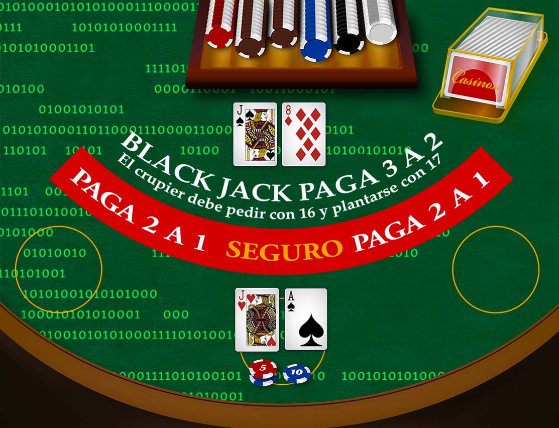 Mesa de blackjack con generación de números aleatorios