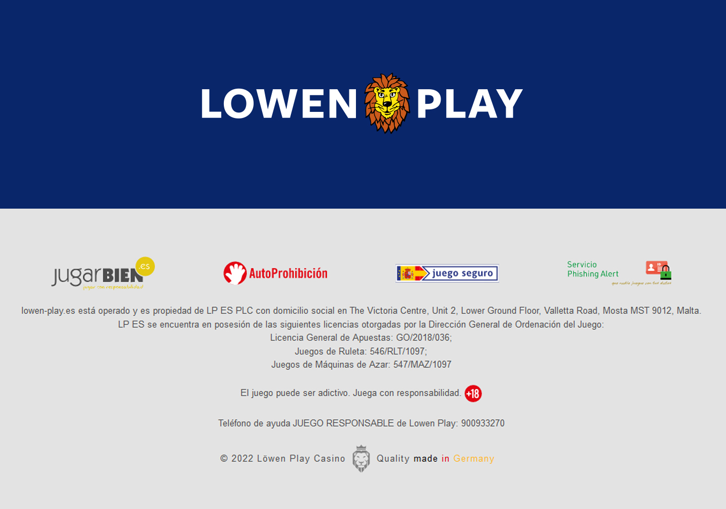 Captura del pie de página de Lowen Play