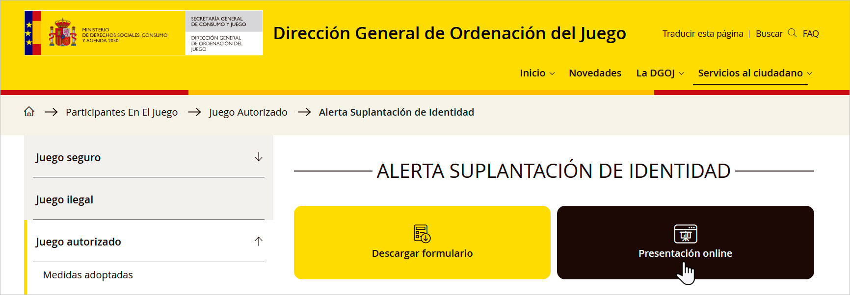 Botón para hacer la inscripción online al servicio Phishing Alert