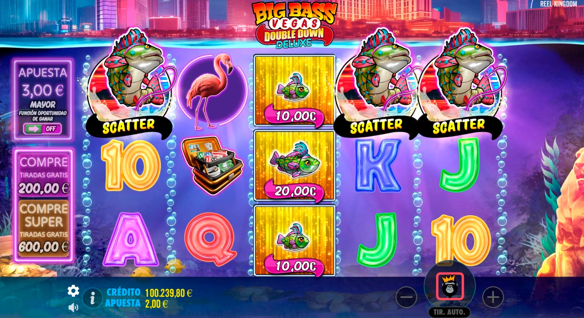 Tirada que consigue 3 símbolos Scatter