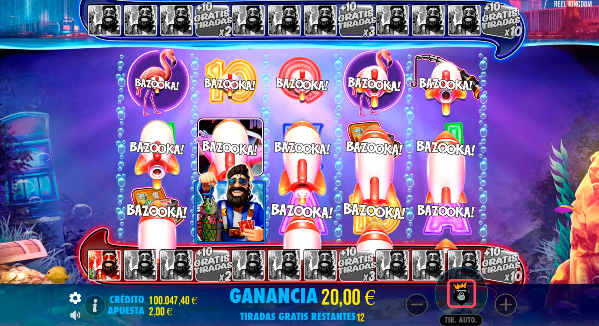 Función bazoka de las tiradas gratis